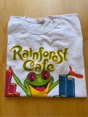 Rainforest Cafe Las Vegas Frog Graphic T Shirt Men’s Large White Casino Tee